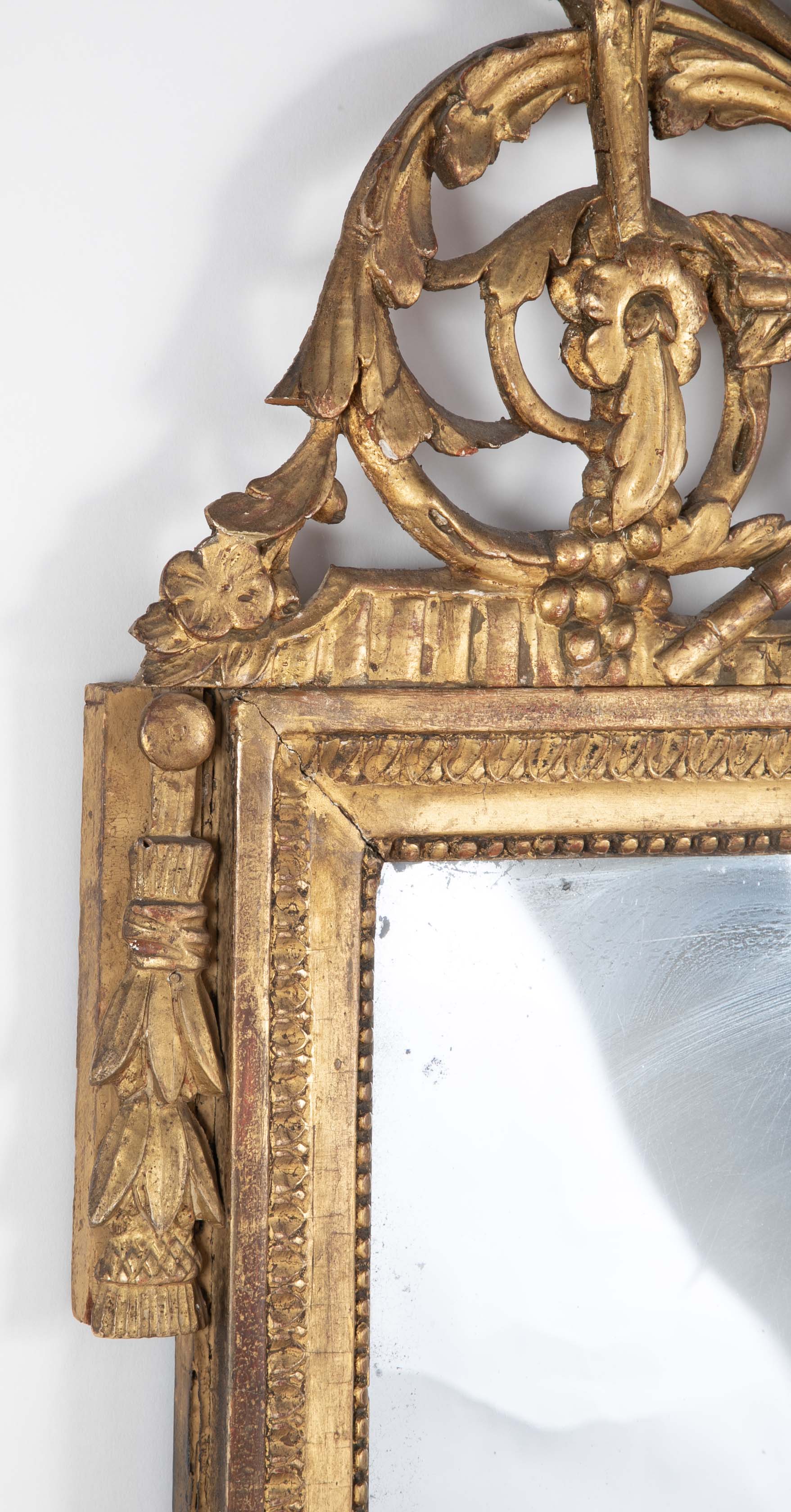 Louis XVI Period Carved & Gilded Mirror with Rare Birdcage Motif
