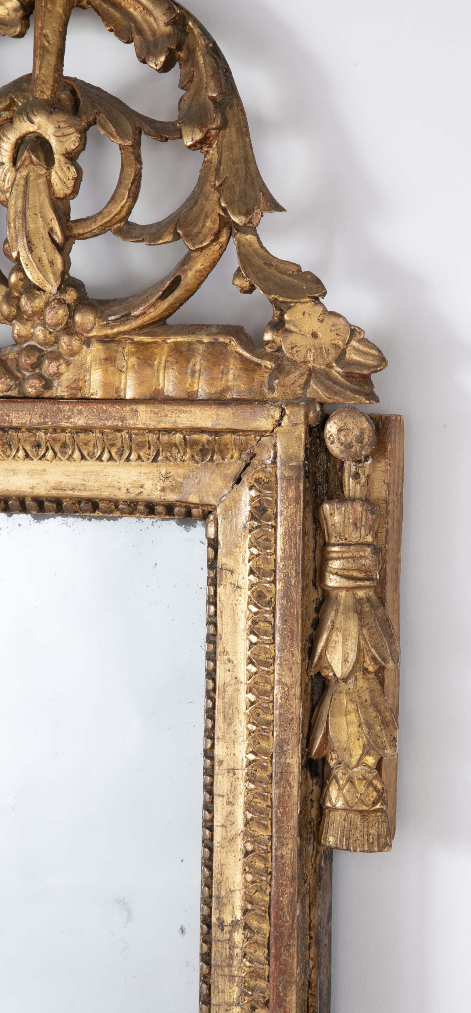 Louis XVI Period Carved & Gilded Mirror with Rare Birdcage Motif