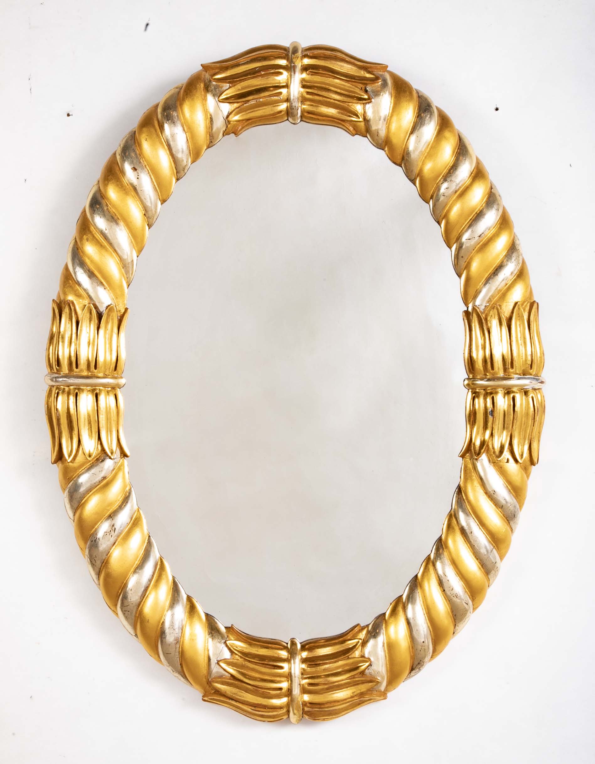 An Early 19th Century Gold & Silver Gilt Oval Neo-Classic Mirror