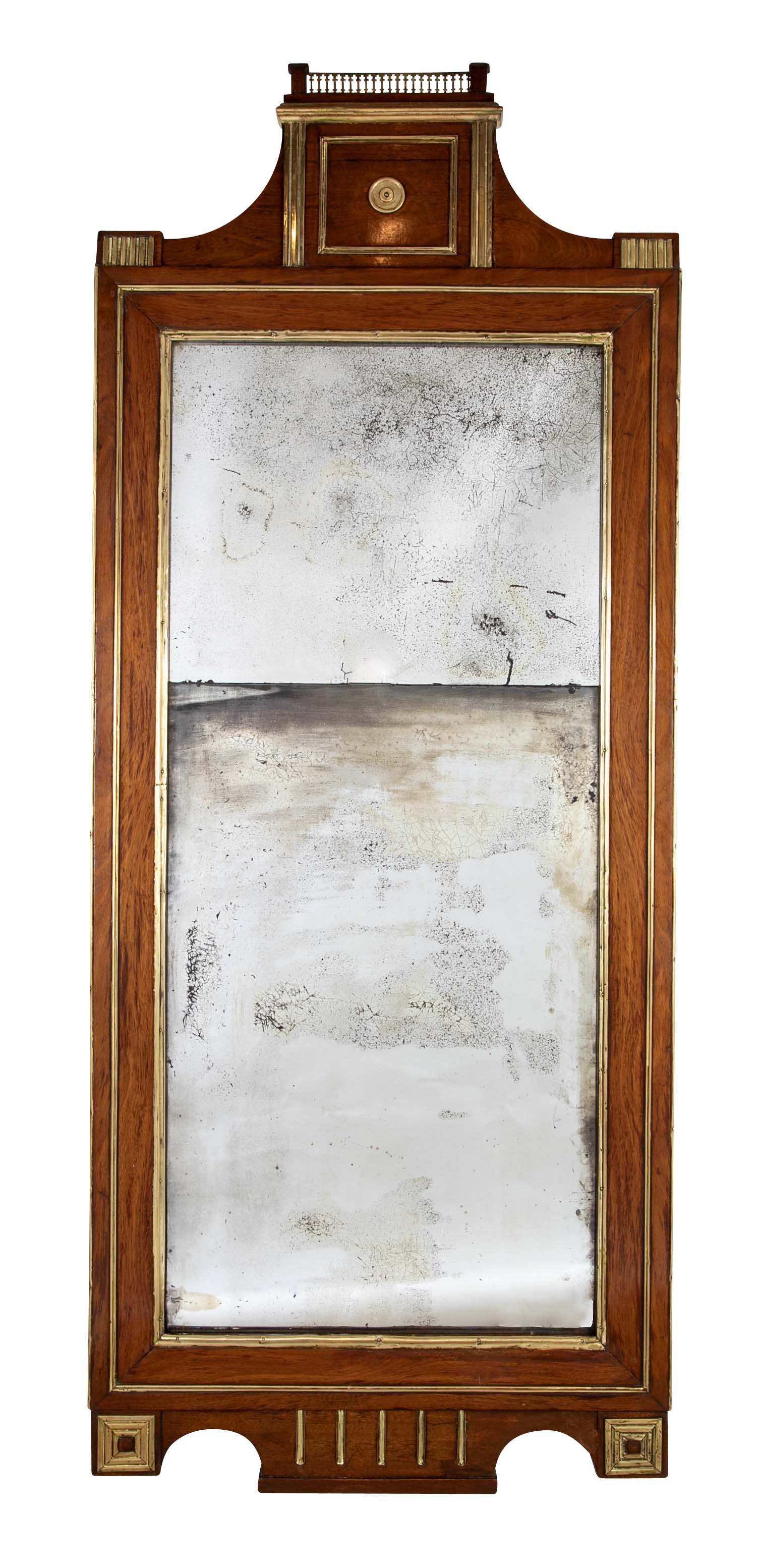 Early 19th Century Baltic Neo-Classic Mahogany & Brass Trimmed Mirror
