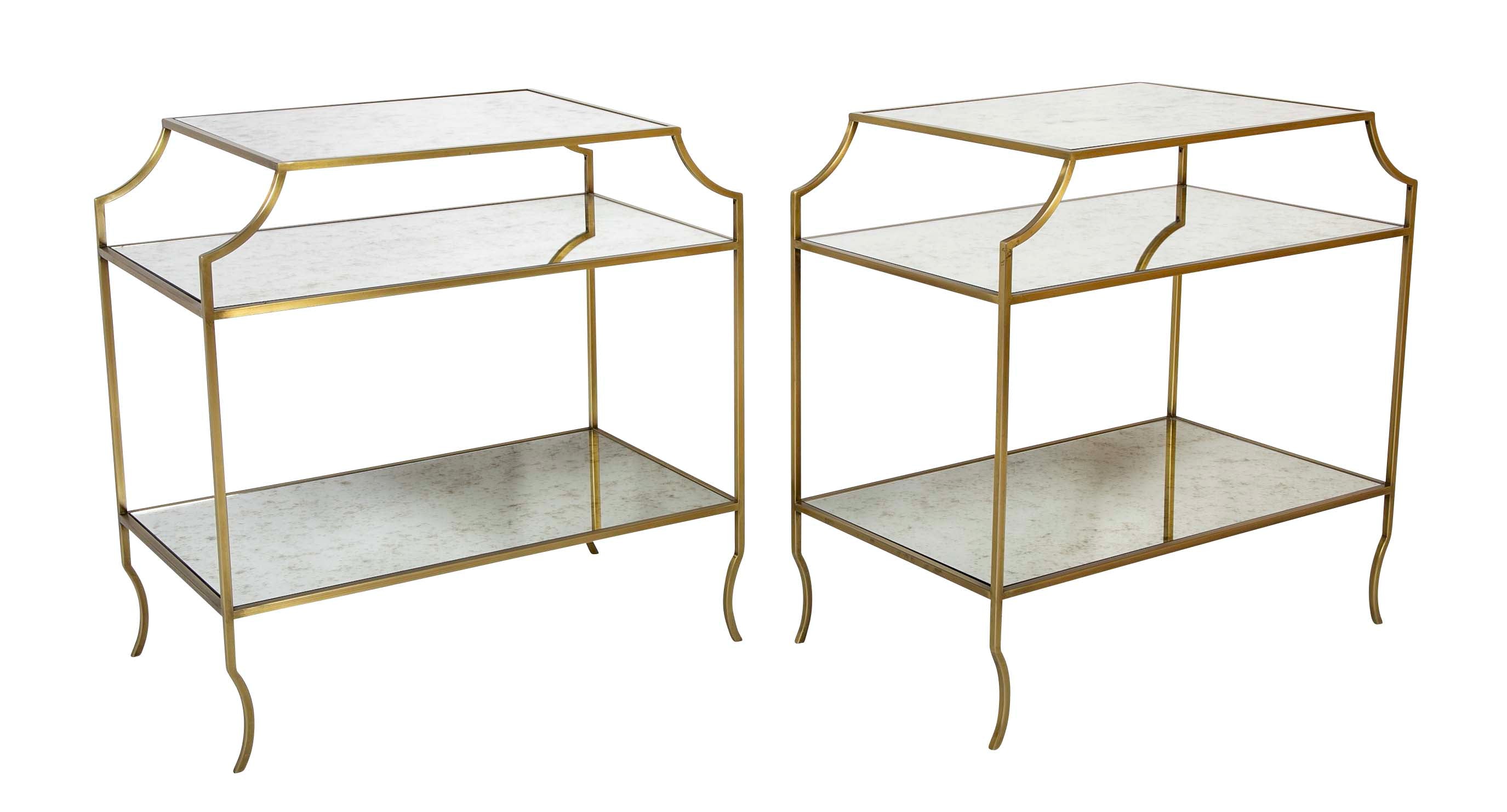 Pair of Three Tier Mirrored Etagere Tables