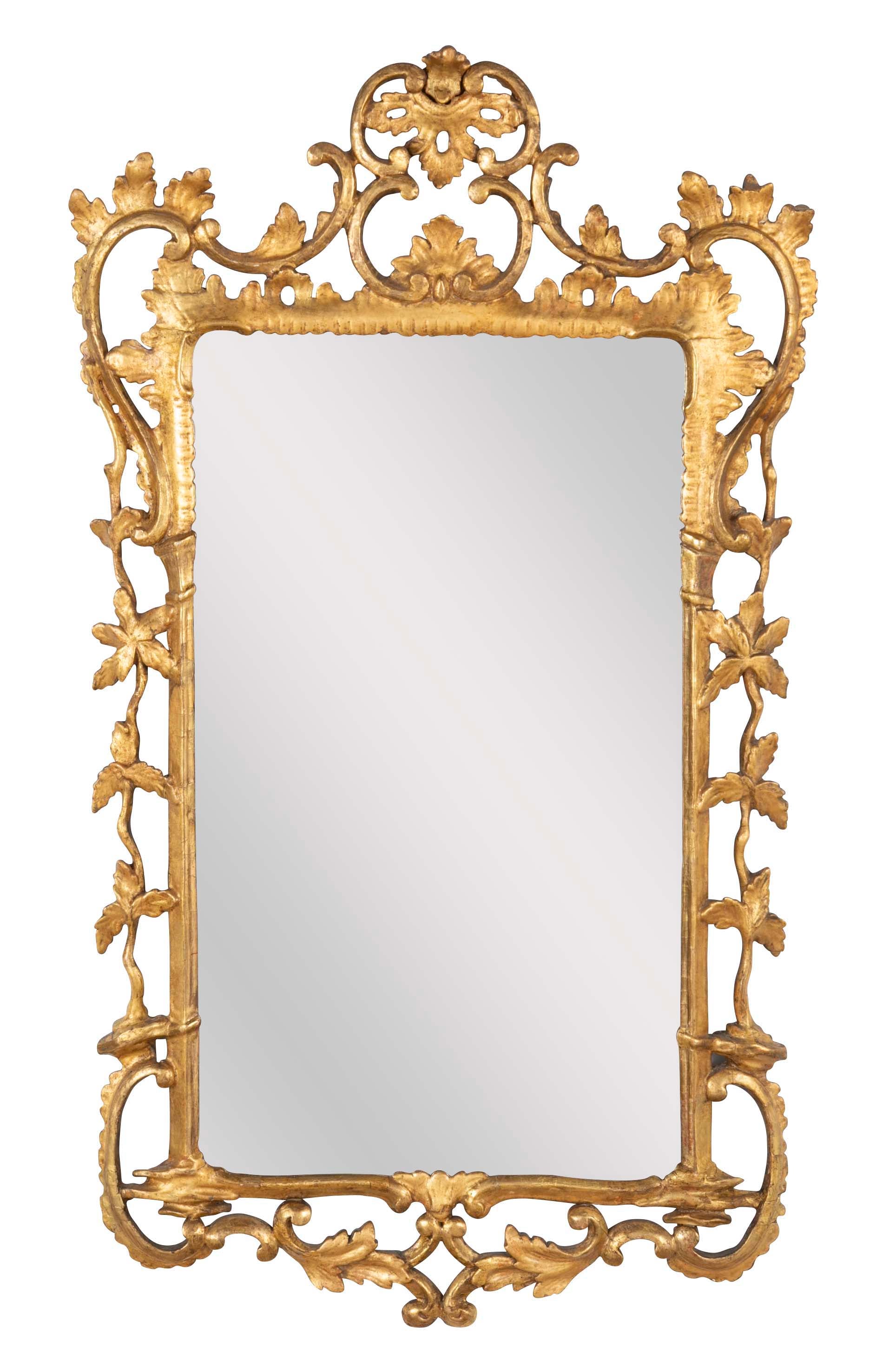 Rare Size George II Period Chippendale Rococo Gilded Mirror