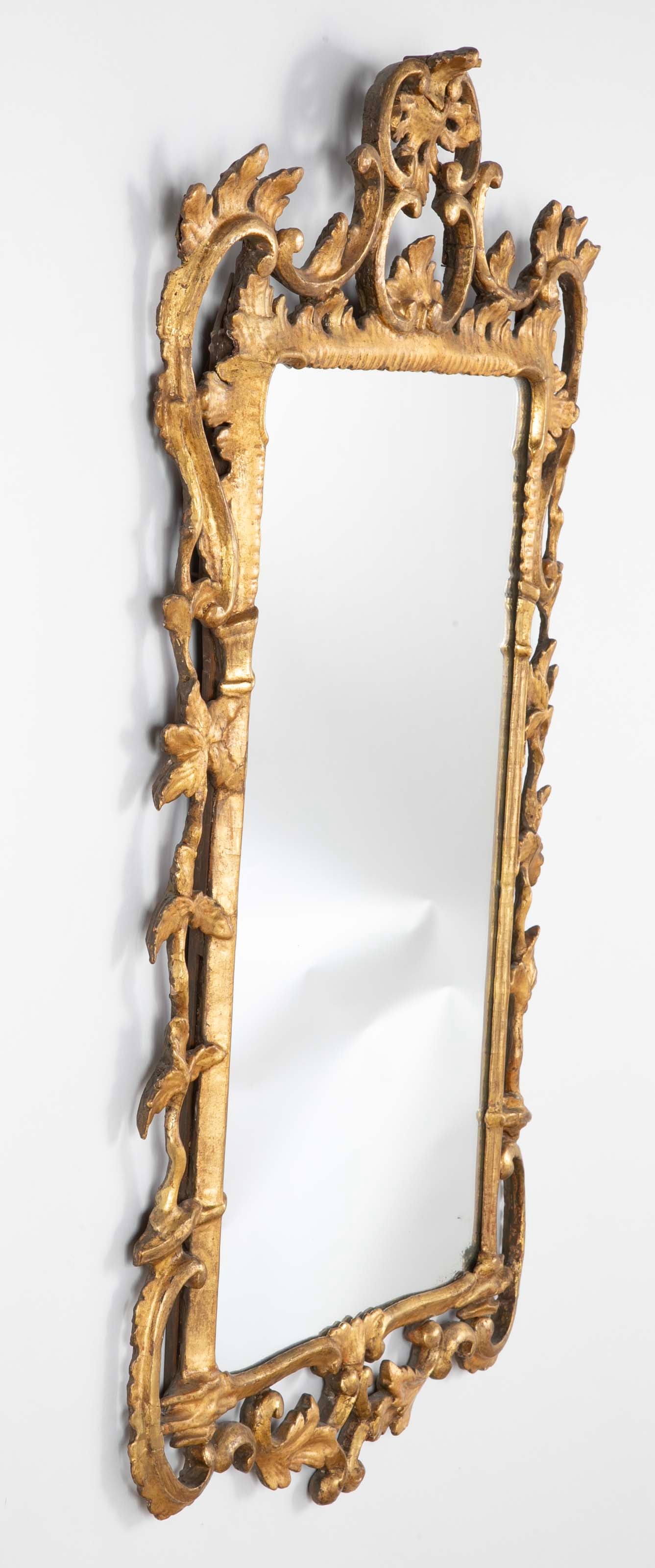 Rare Size George II Period Chippendale Rococo Gilded Mirror