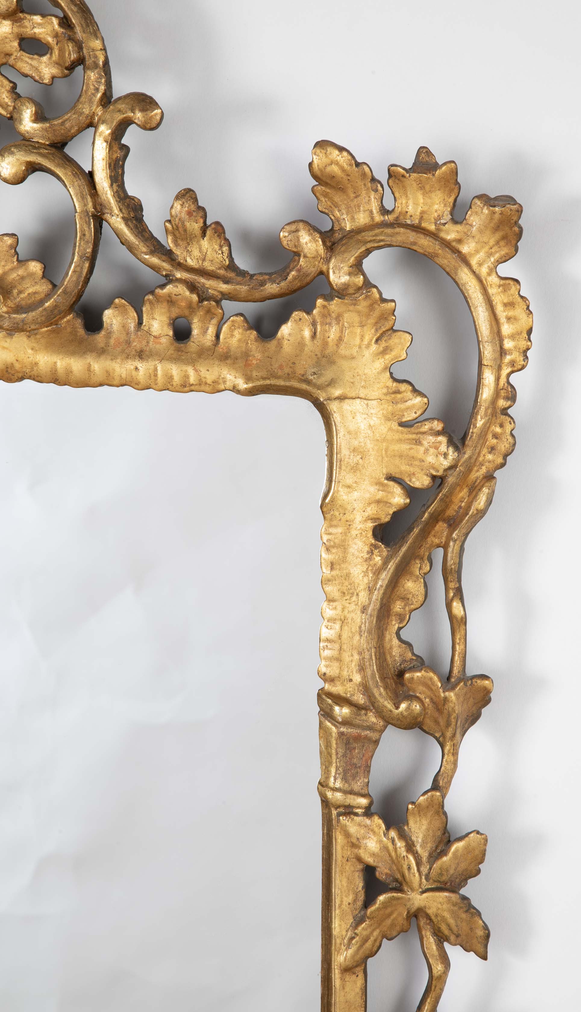 Rare Size George II Period Chippendale Rococo Gilded Mirror