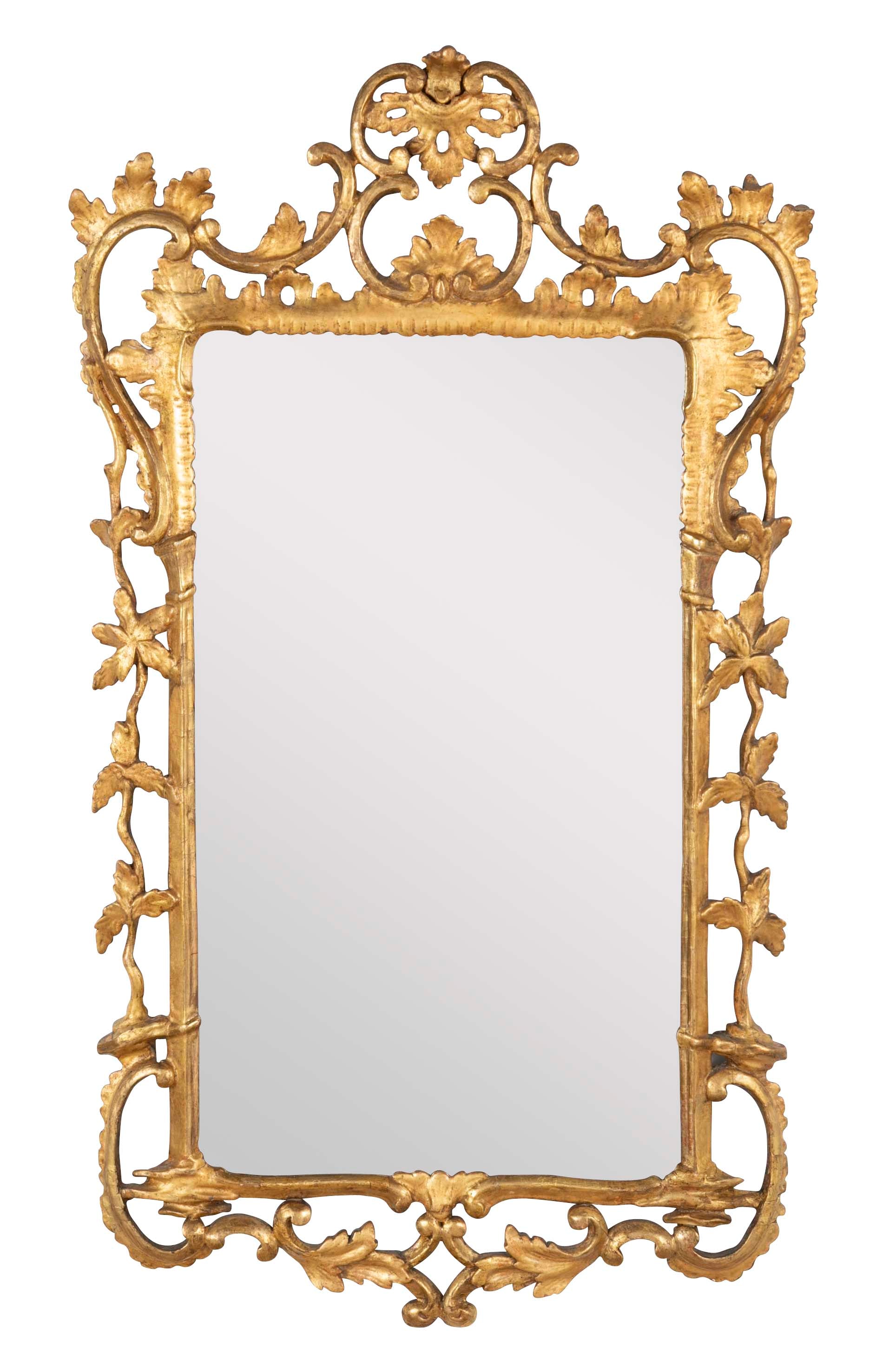 Rare Size George II Period Chippendale Rococo Gilded Mirror