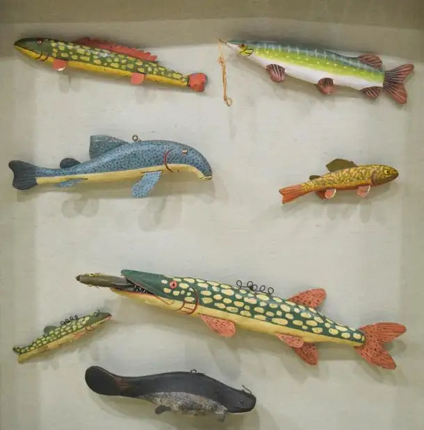 Folk Art Collection of 7 Hand Carved Fish Decoys