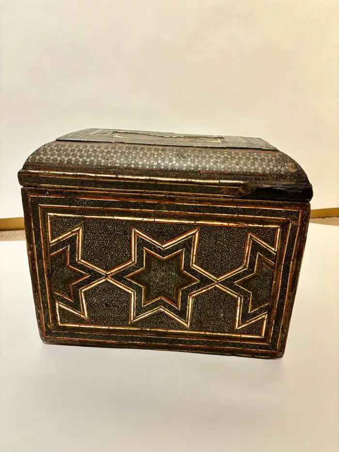 19th Century Anglo Indian Inlaid Mosaic Box With Drop Front and Drawers