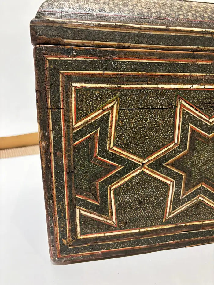 19th Century Anglo Indian Inlaid Mosaic Box With Drop Front and Drawers