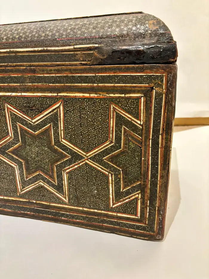 19th Century Anglo Indian Inlaid Mosaic Box With Drop Front and Drawers