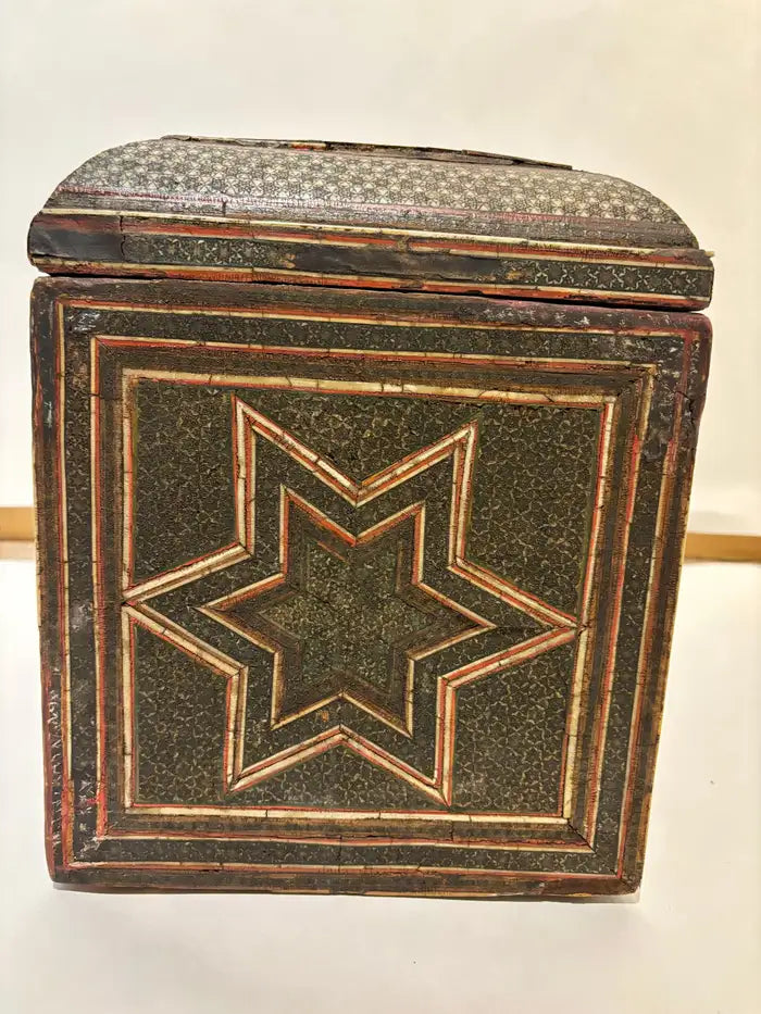 19th Century Anglo Indian Inlaid Mosaic Box With Drop Front and Drawers