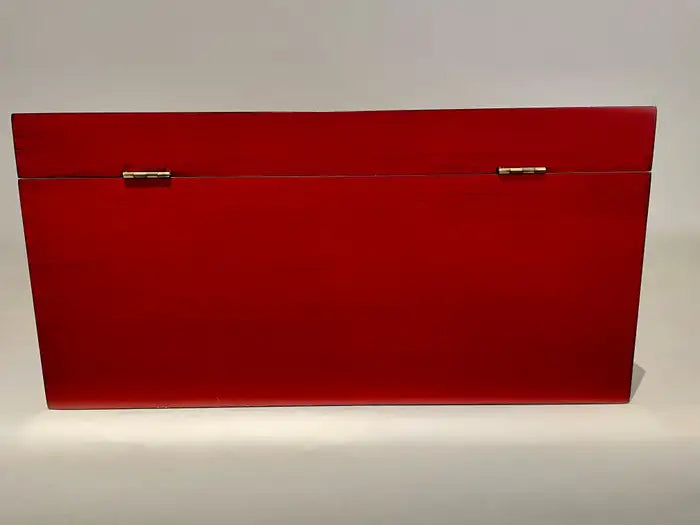 Chinese Red Lacquered Box With Brass Mounts, Mid 20th Century