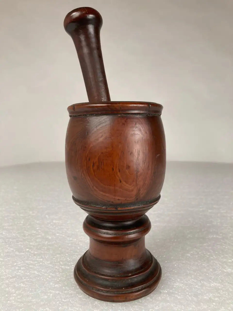 18th Century English Treen Yew Wood Mortar and Pestle