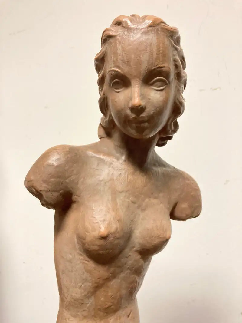 Terracotta Female Nude, Austrian Art Deco, Goldscheider, Vienna
