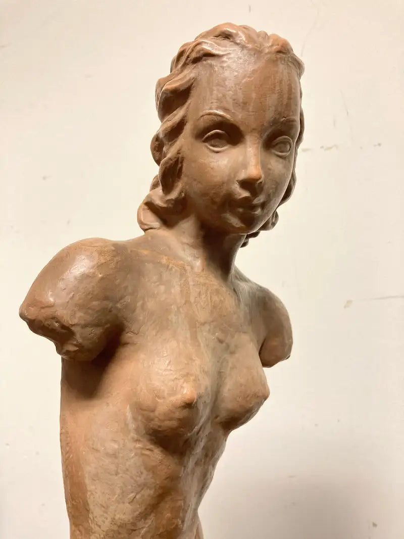 Terracotta Female Nude, Austrian Art Deco, Goldscheider, Vienna