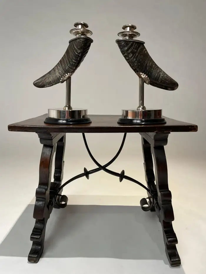 Pair of Mid 20th Century Silver Plated Horn Candlesticks