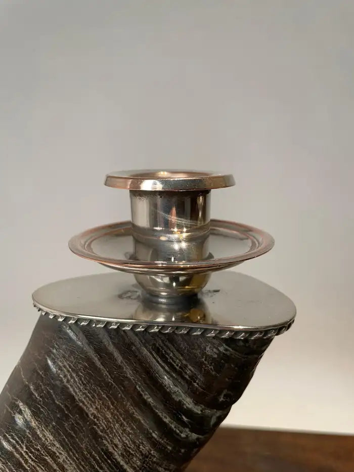 Pair of Mid 20th Century Silver Plated Horn Candlesticks