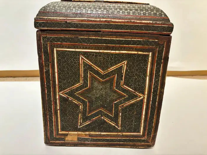 19th Century Anglo Indian Inlaid Mosaic Box With Drop Front and Drawers