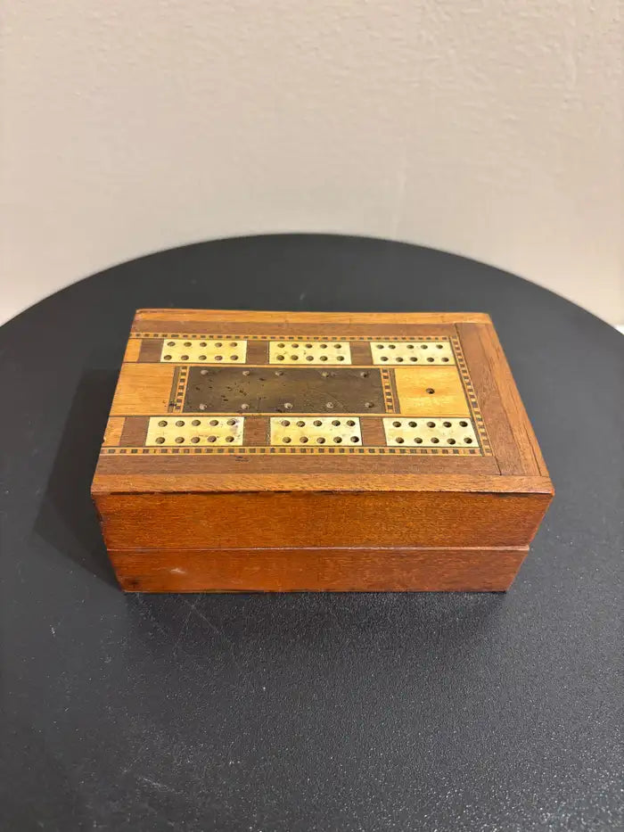 19th Century English Folding Inlaid Cribbage Board