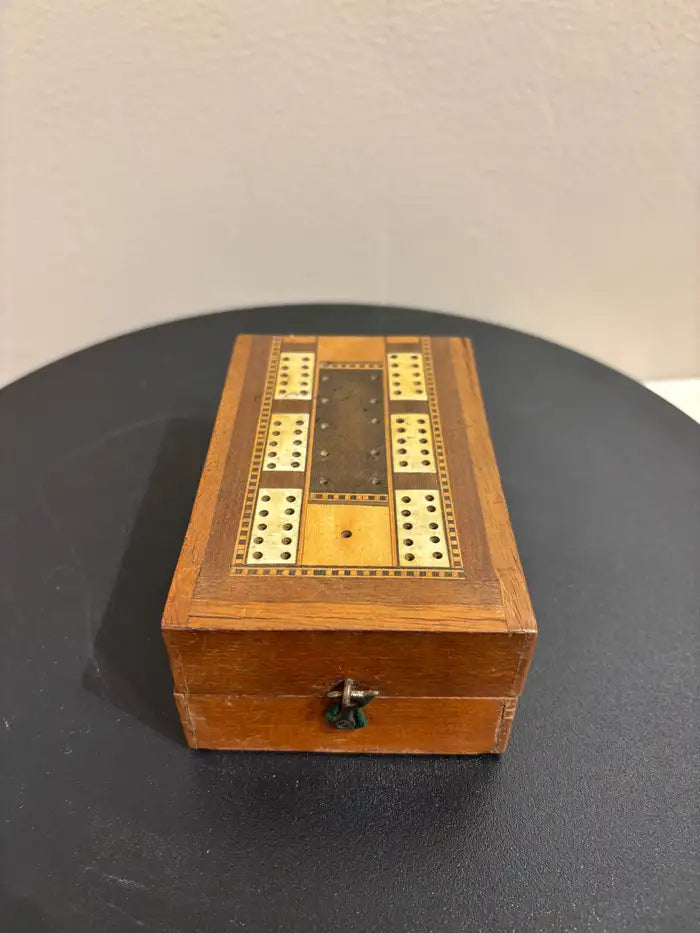 19th Century English Folding Inlaid Cribbage Board