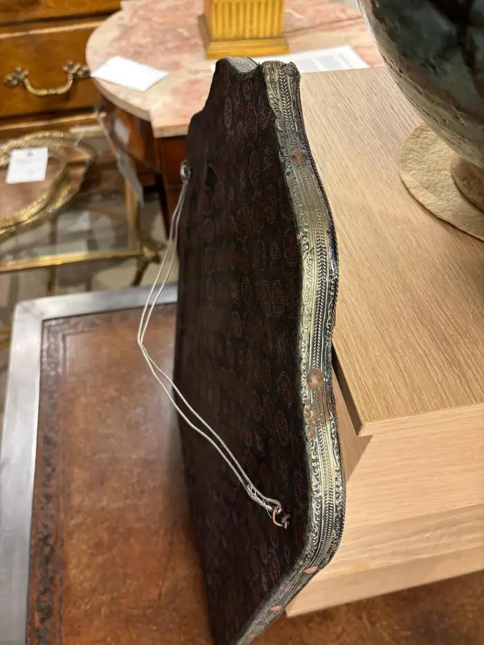 Early 20th Century Moorish Style Moroccan Incised Bone Mirror with Brass Border