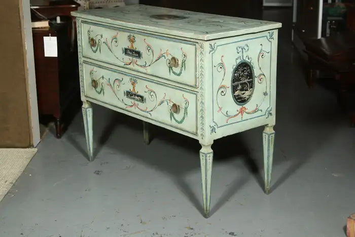 An Italian Neoclassical Style Painted Two Drawer Commode