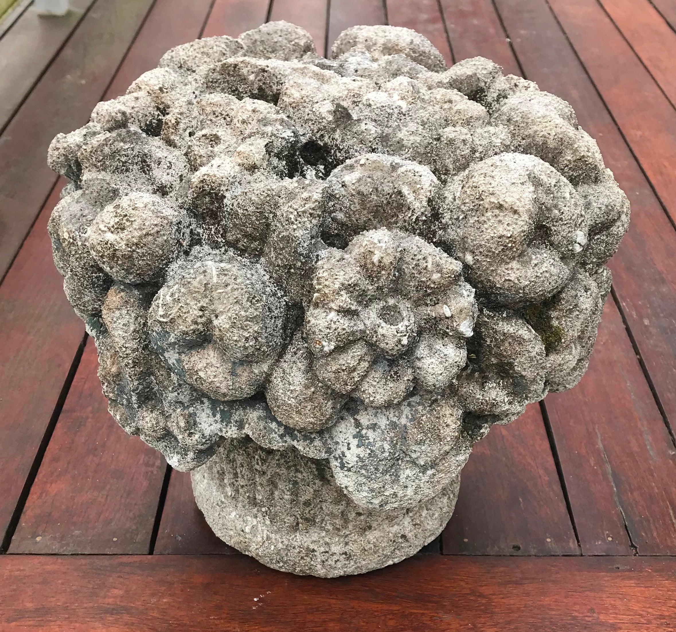 Pair of Early 20th Century English Composition Stone Fruit Basket Garden Ornaments