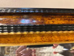 Dutch Baroque Style Ebonized Gilt Ripple Mold Framed Mirror with Beveled Glass