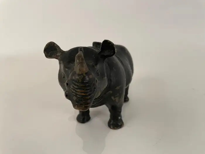 19th Century Chinese Bronze Rhinoceros Incense Holder