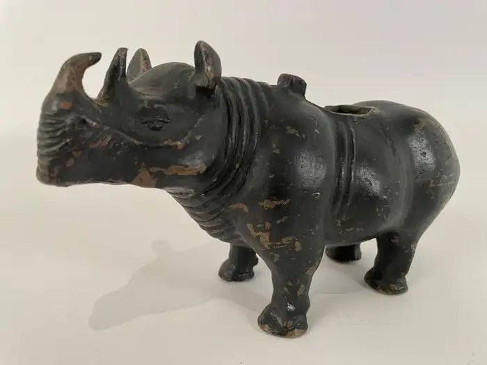 19th Century Chinese Bronze Rhinoceros Incense Holder