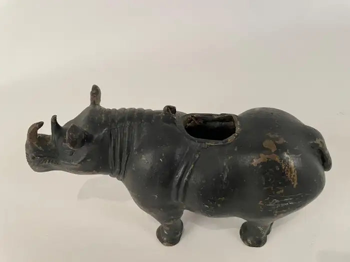 19th Century Chinese Bronze Rhinoceros Incense Holder