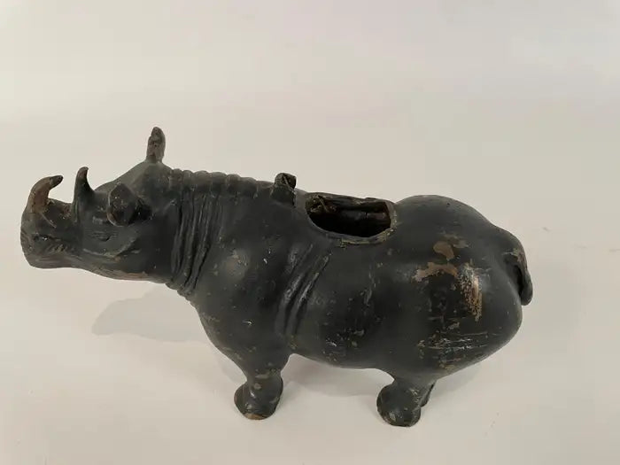 19th Century Chinese Bronze Rhinoceros Incense Holder