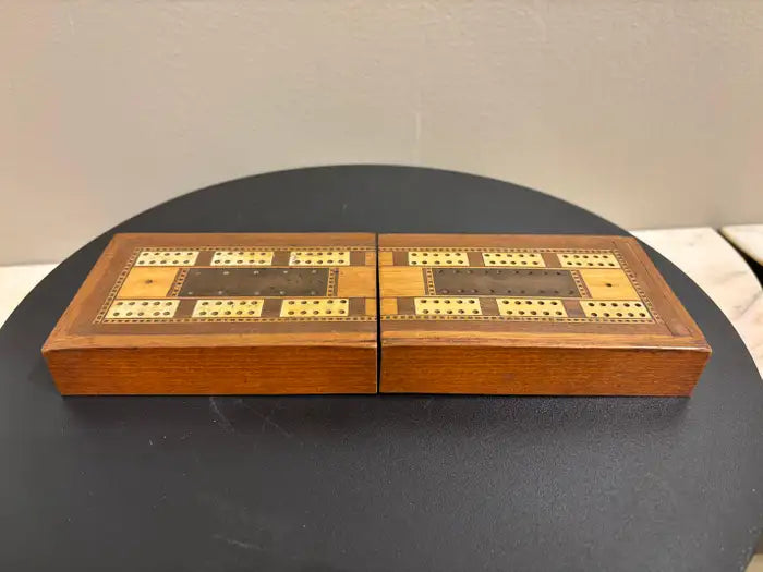 19th Century English Folding Inlaid Cribbage Board