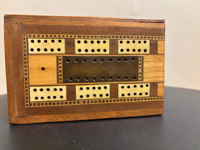 19th Century English Folding Inlaid Cribbage Board