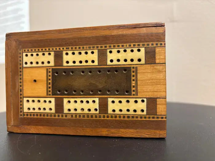 19th Century English Folding Inlaid Cribbage Board