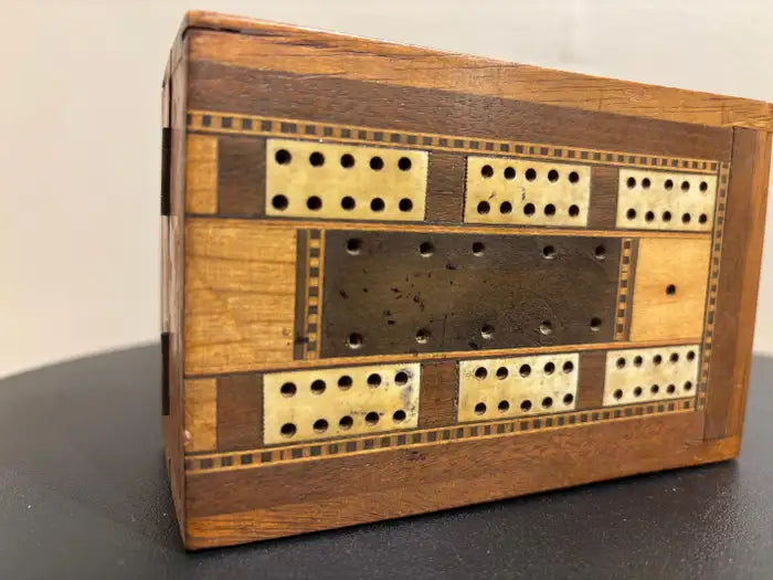 19th Century English Folding Inlaid Cribbage Board