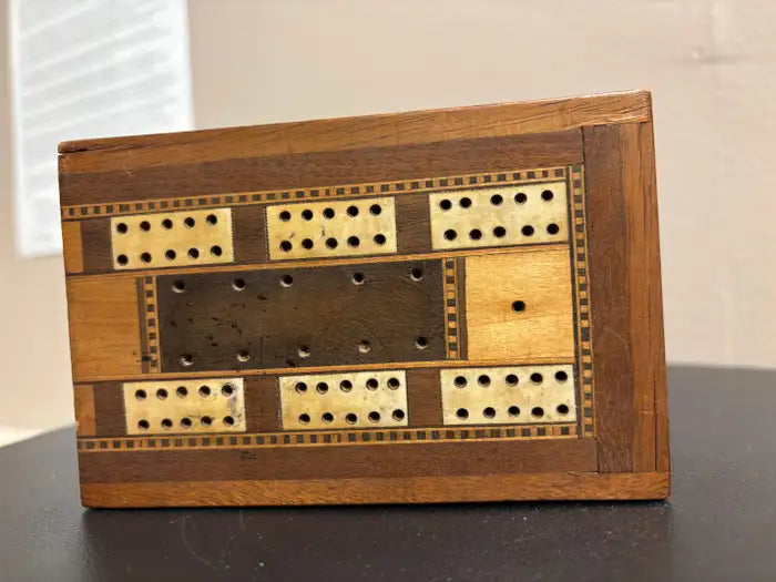 19th Century English Folding Inlaid Cribbage Board
