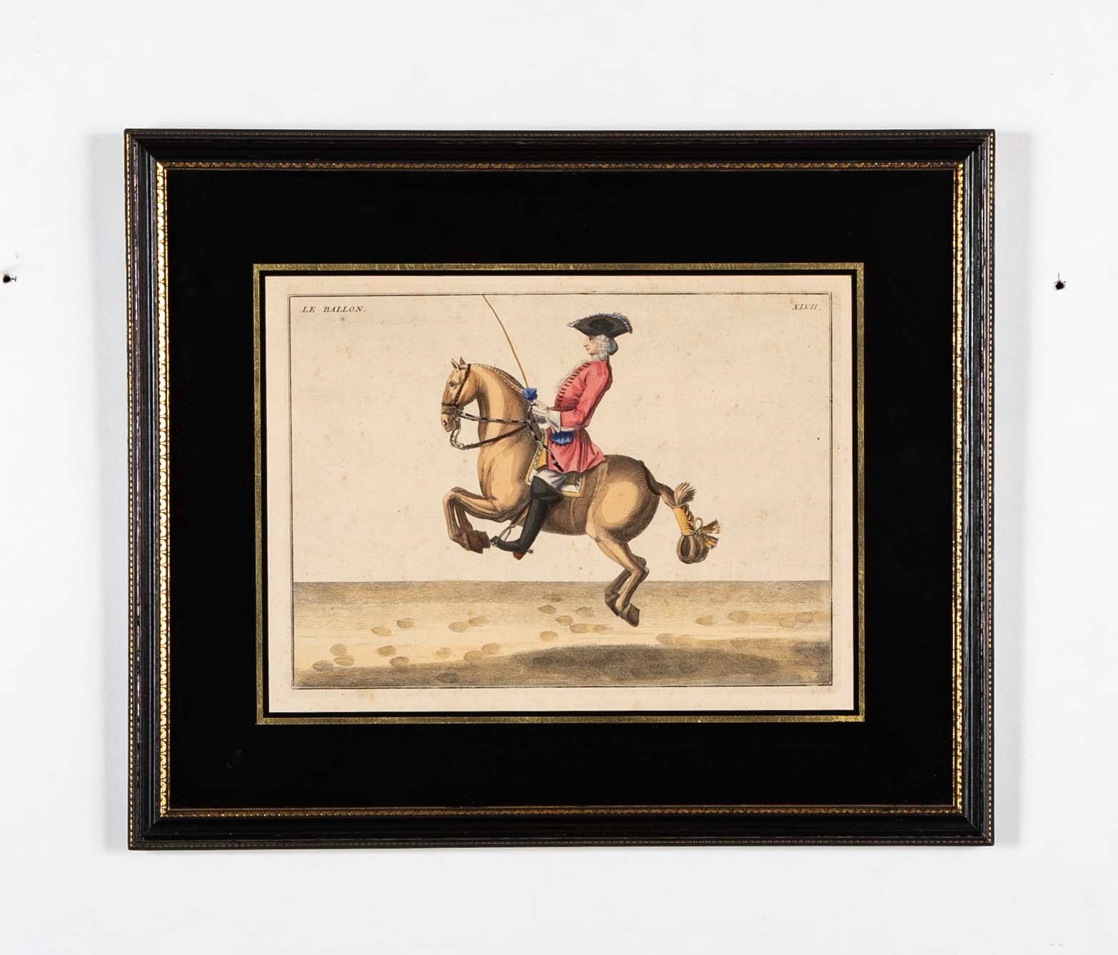 Set of Six 18th Century Hand Colored Prints of Horses by Baron D'Eisenberg