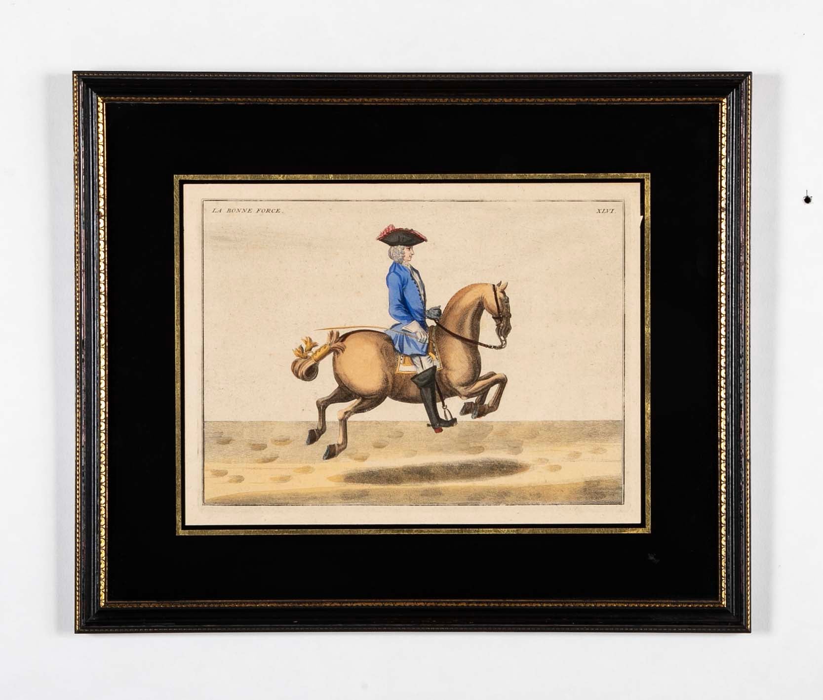Set of Six 18th Century Hand Colored Prints of Horses by Baron D'Eisenberg