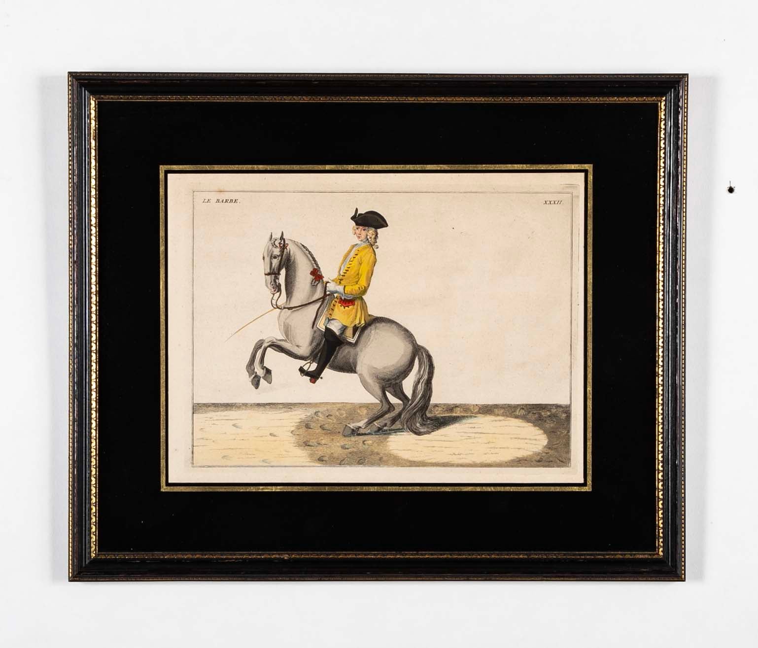 Set of Six 18th Century Hand Colored Prints of Horses by Baron D'Eisenberg