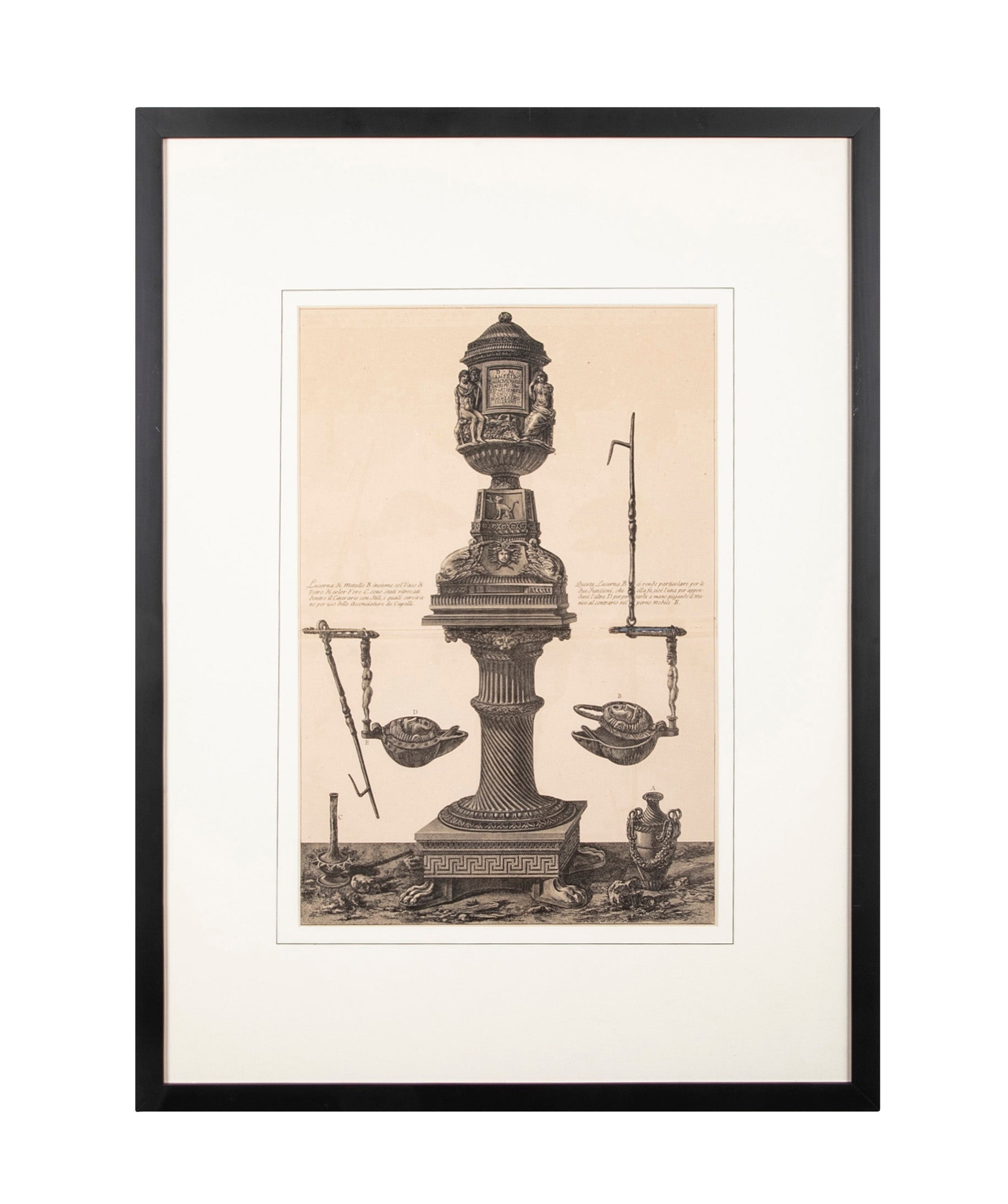 Neoclassical Etching of a Roman Candelabrum by Giovanni Battista Piranesi