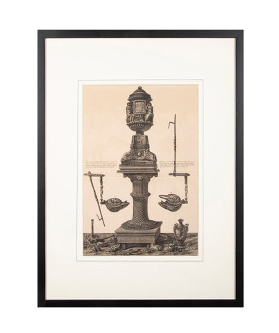 Etching of Three Ancient Candelabrum by Giovanni Battista Piranesi