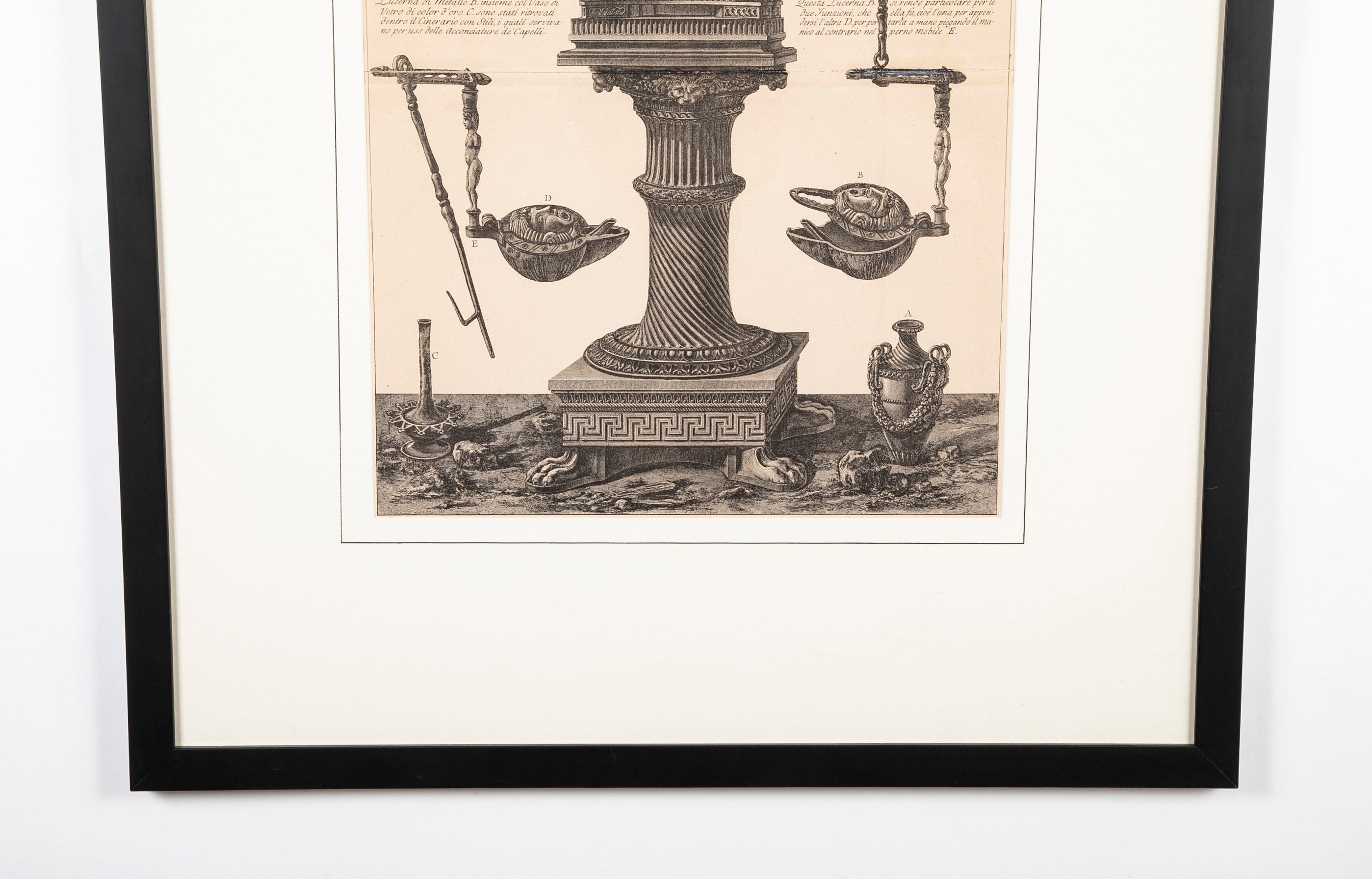 Neoclassical Etching of a Roman Candelabrum by Giovanni Battista Piranesi