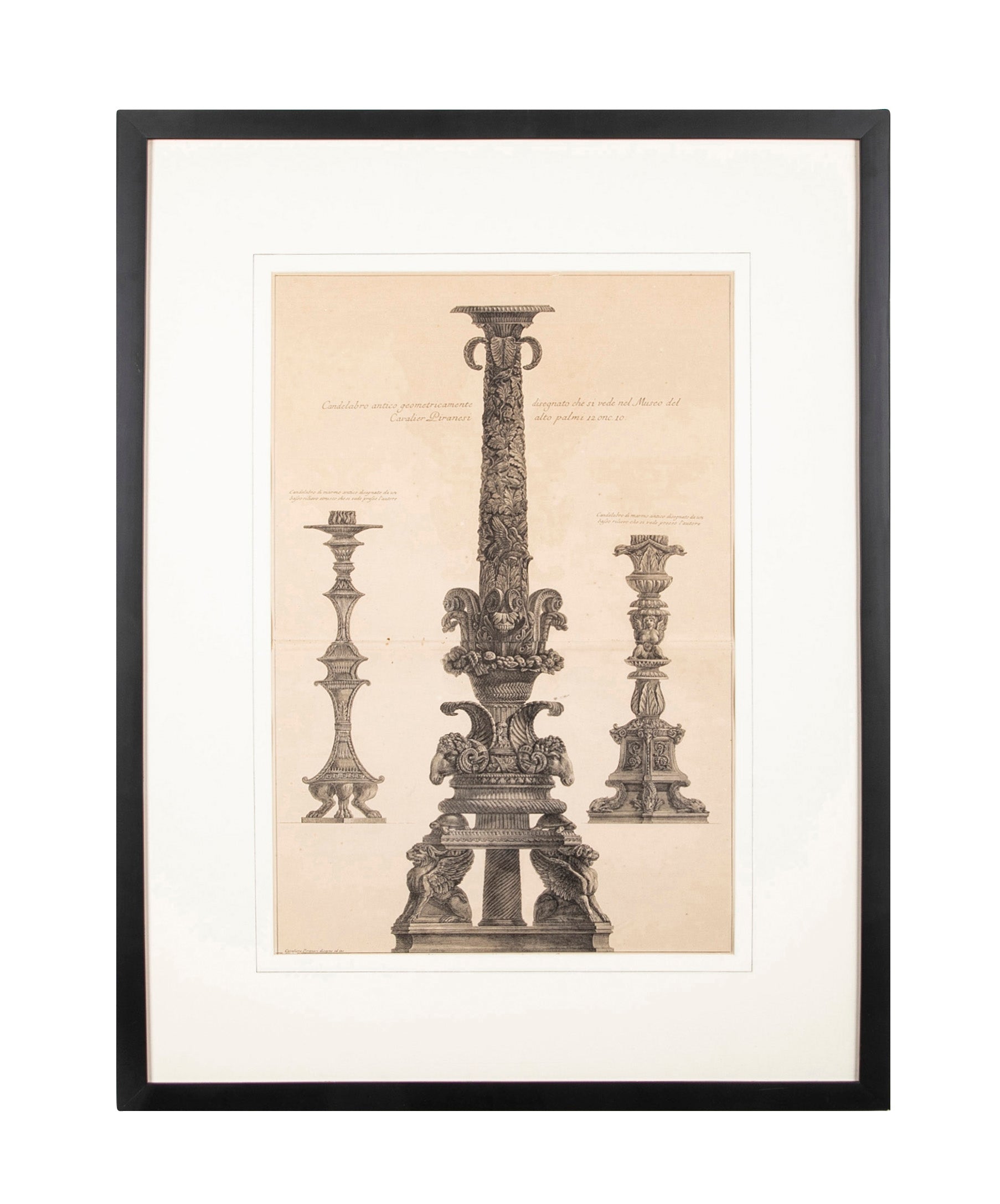 Neoclassical Etching of Roman Candelabra by Giovanni Battista Piranesi