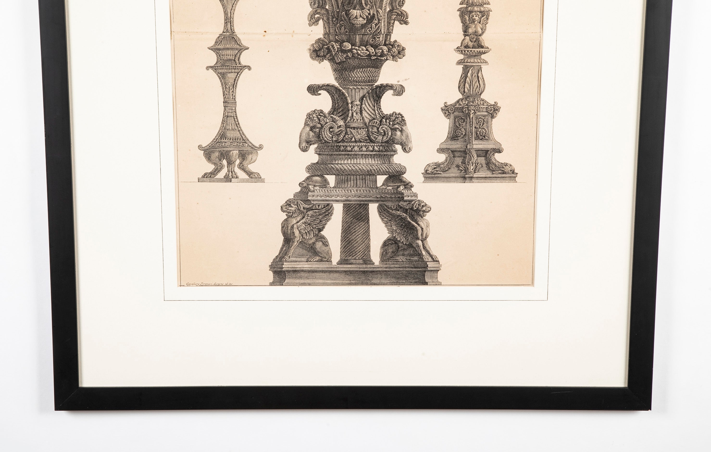Neoclassical Etching of Roman Candelabra by Giovanni Battista Piranesi