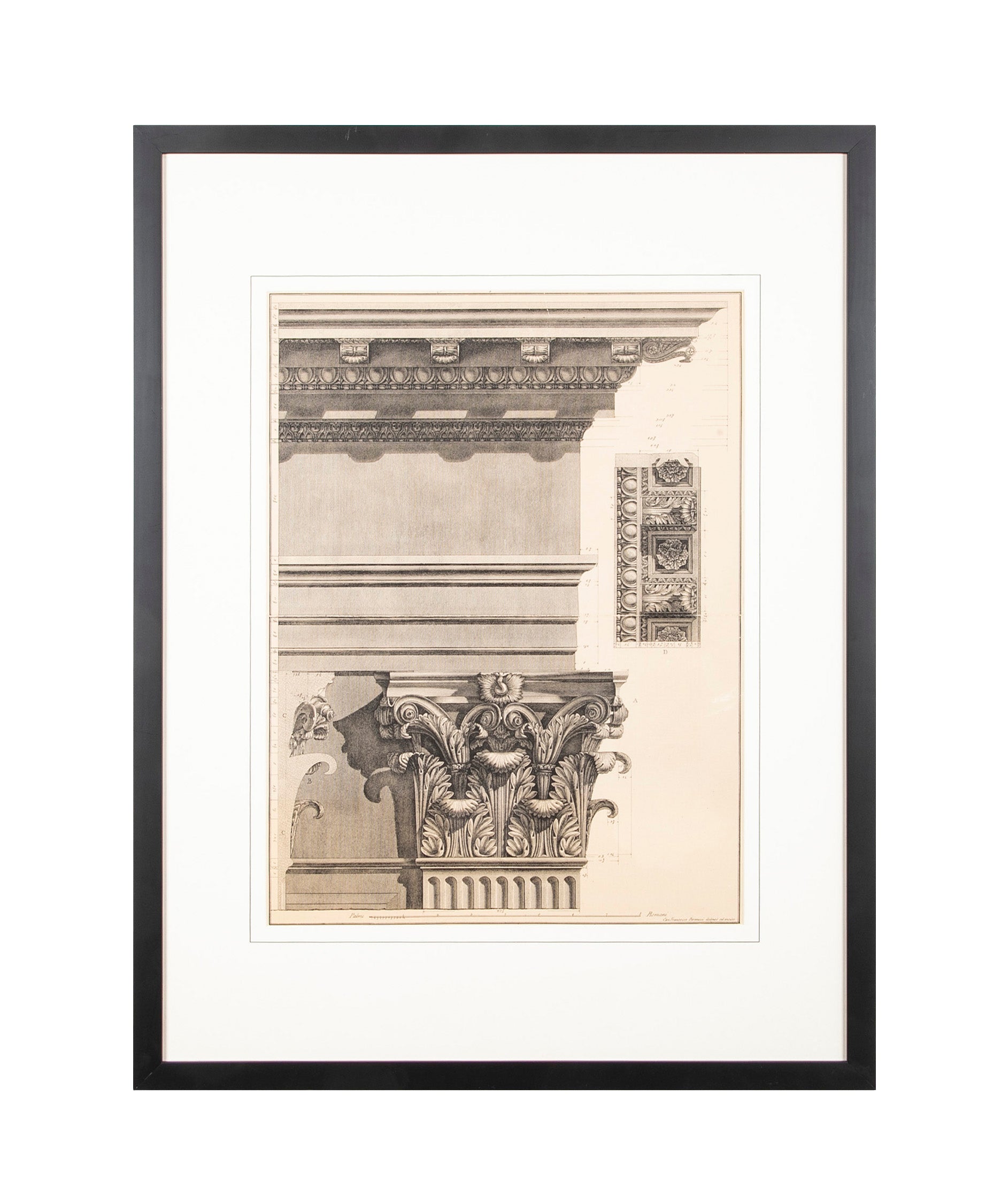 Neoclassical Etching of a Roman Corinthian Capital by Francesco Piranesi