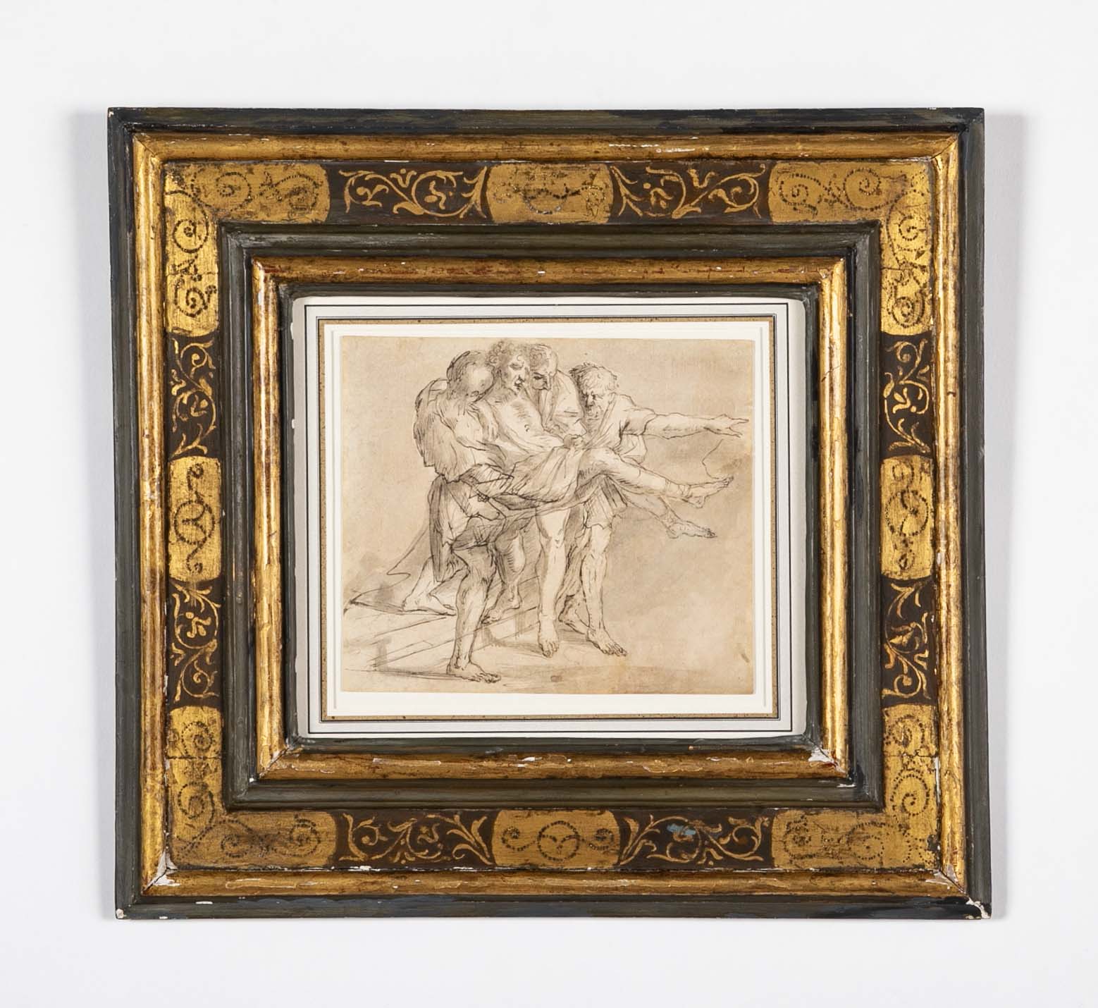 "The Body of Sinorix Carried Away" 17th Century Drawing Attributed to Pietro Testa