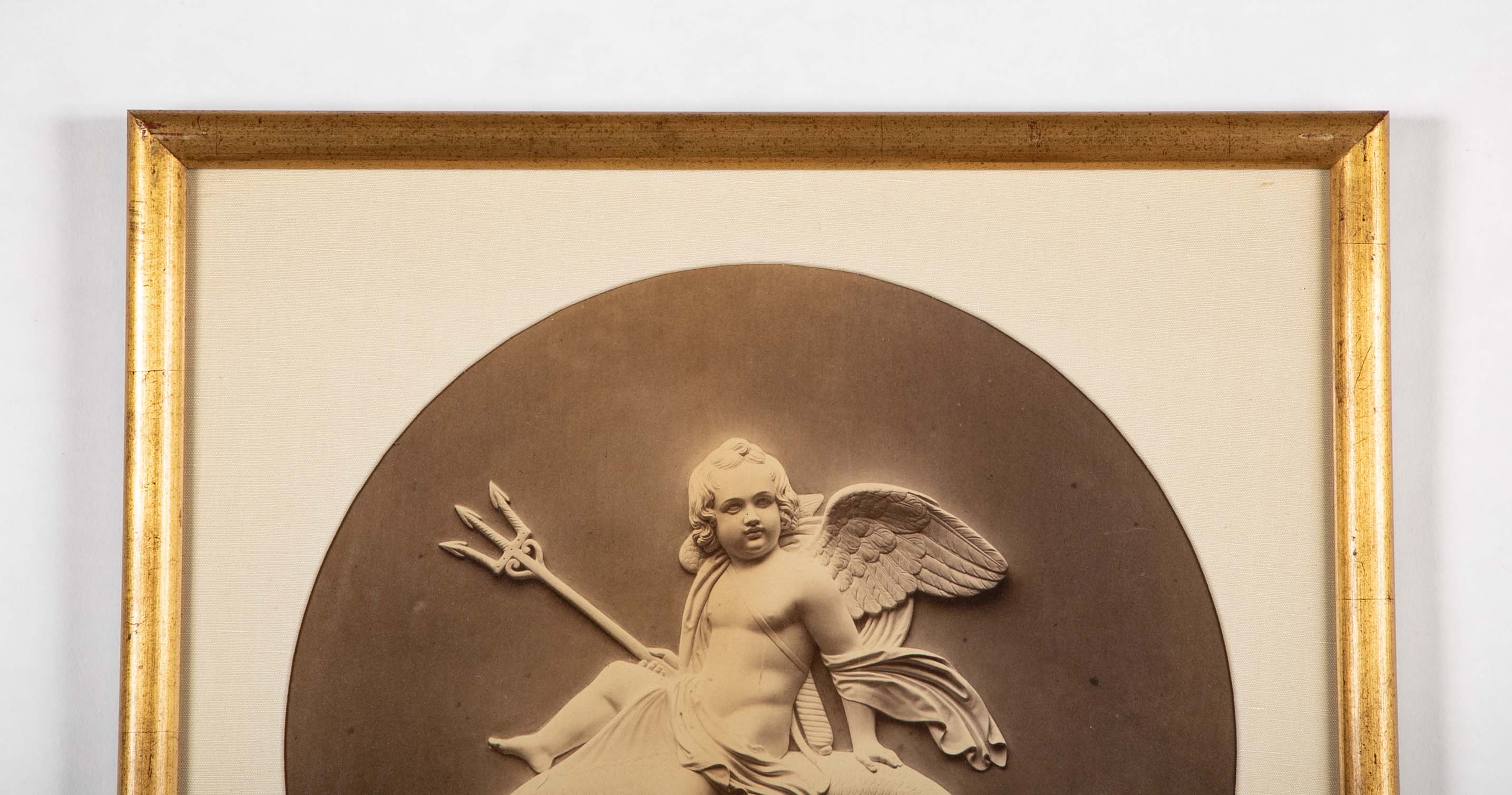 Set of 4 Albumen Silver Prints of Betel Thorvaldsen's "Cupid's Reign Over the Four Elements""