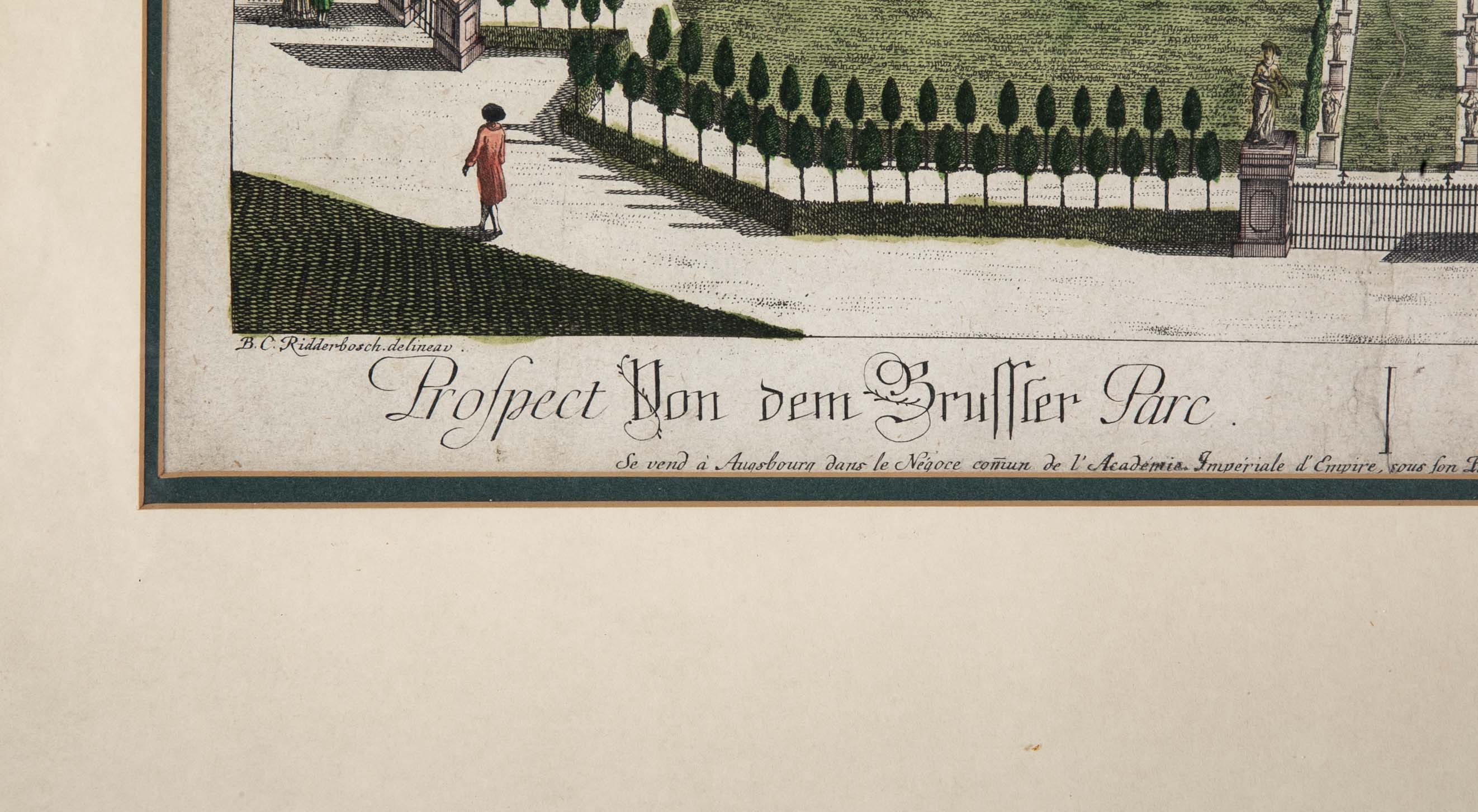 Pair 18th Century Hand Colored Engravings of Brussels by Frederic Leizel