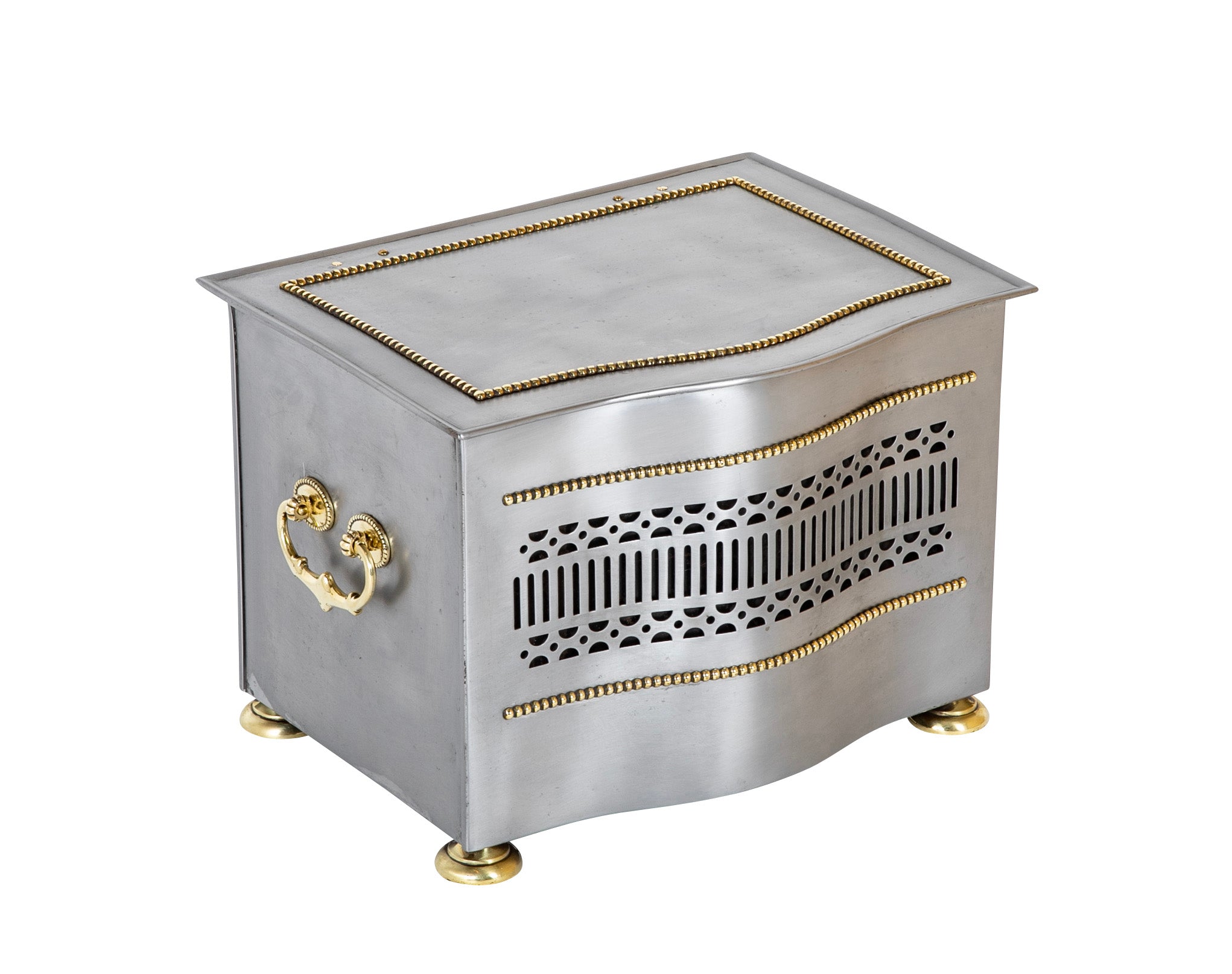 Regency Style Brushed Steel and Brass Tinder Box