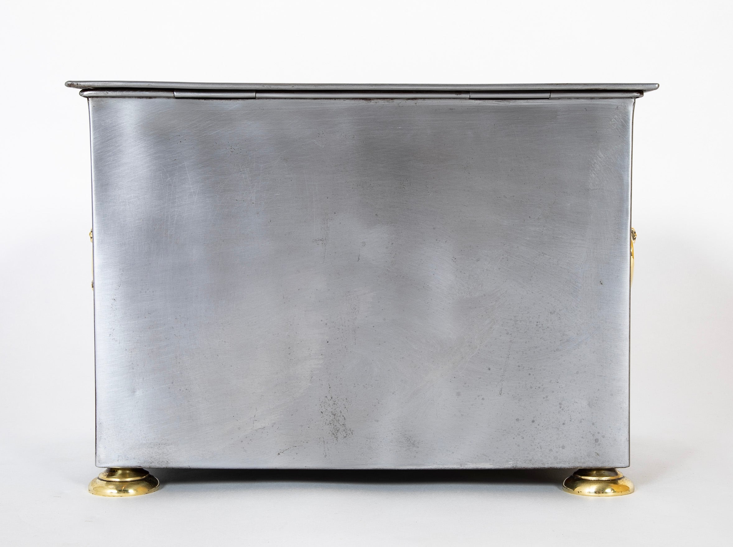Regency Style Brushed Steel and Brass Tinder Box
